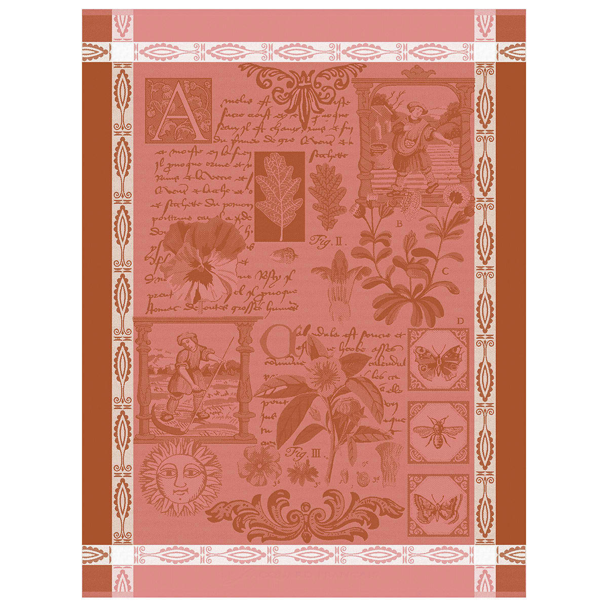 HERBIER - Torchon en coton pivoine 60 x 80