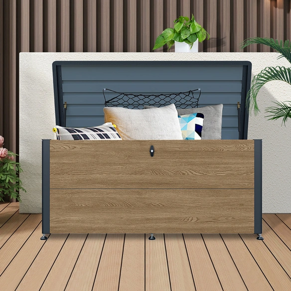 Gartenbox, BxHxT: 165 x 69 x 75 cm, Holzoptik, Metall