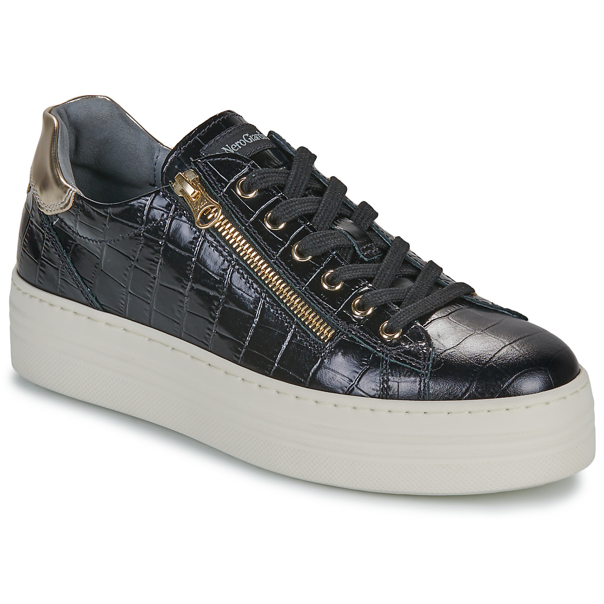 NeroGiardini - I514186D-100 - Black / Croc / Varnish
