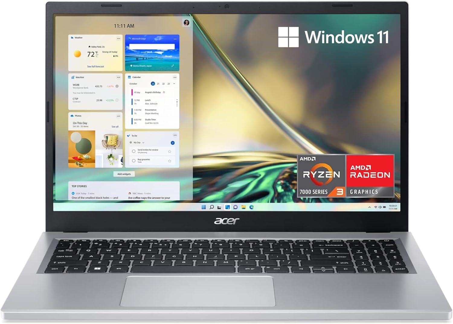 acer Aspire 3 A315-24P-R7VH Slim Laptop | 15.6 Full HD | AMD Ryzen 3 7320U Quad-Core | AMD Radeon Graphics | 8GB LPDDR5 | 128GB NVMe SSD | Wi-Fi 6 | Windows 11 Home