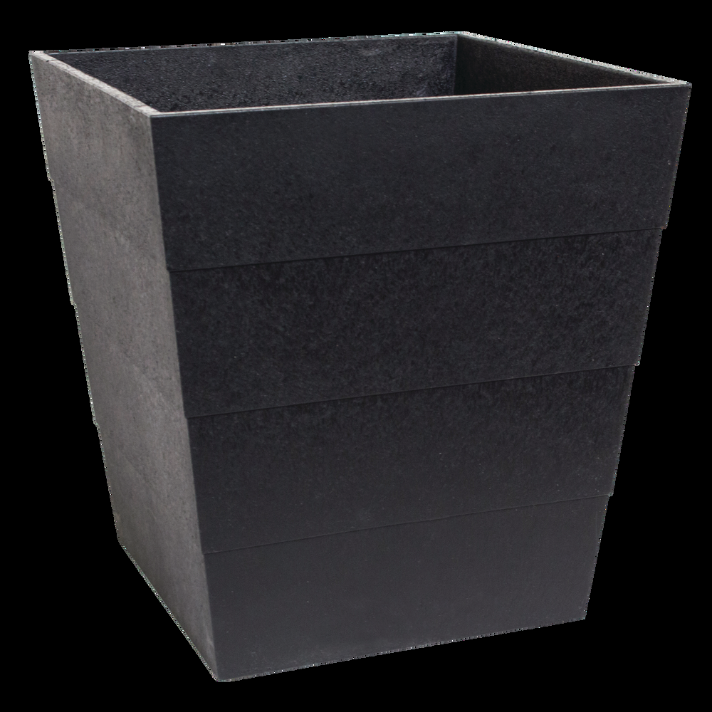 CANVAS Lineata Self Watering Resin Square Planter, 12-in, Black