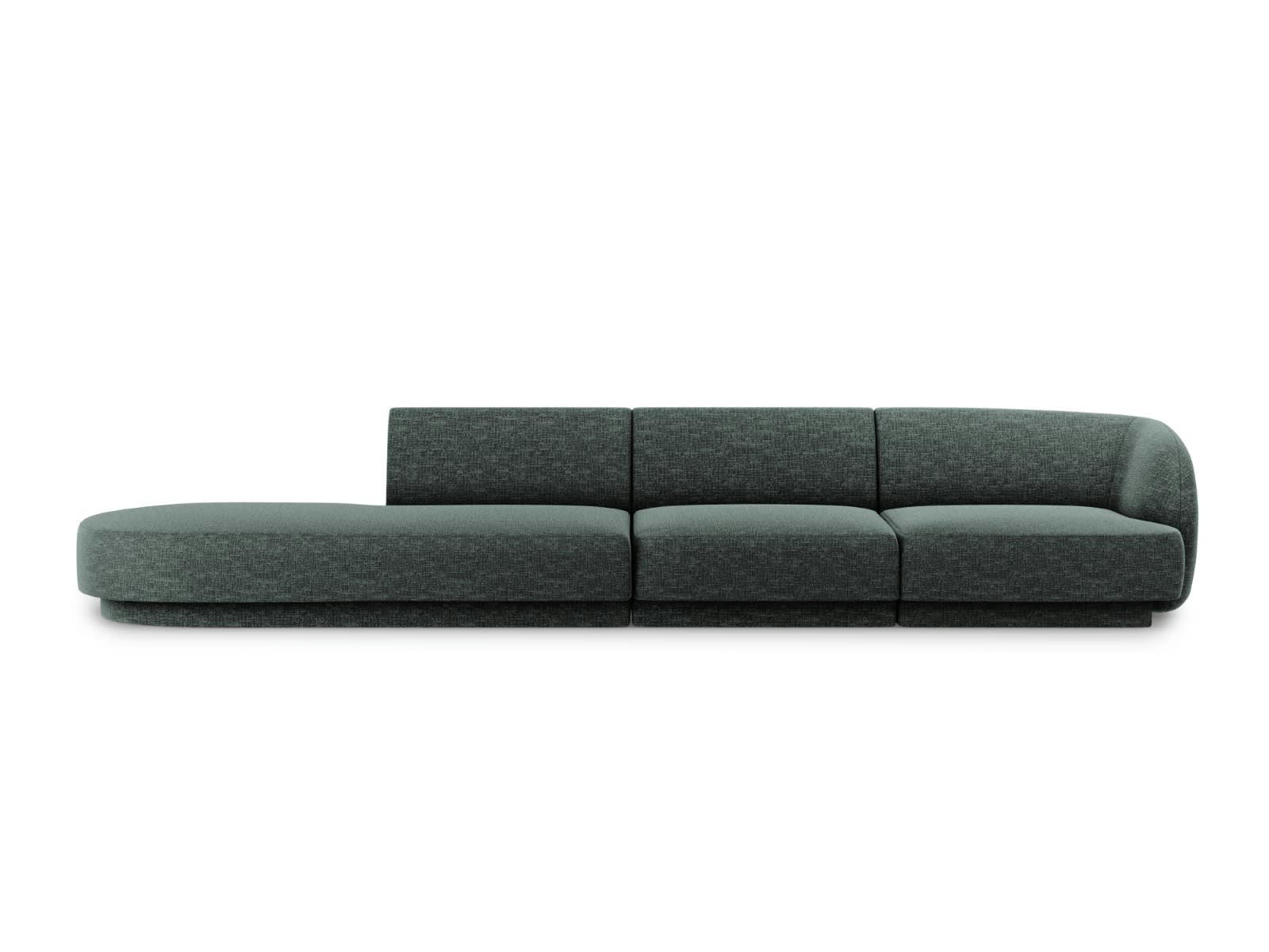 MILEY - Canapé gauche 4 places en tissu chenille pétrole