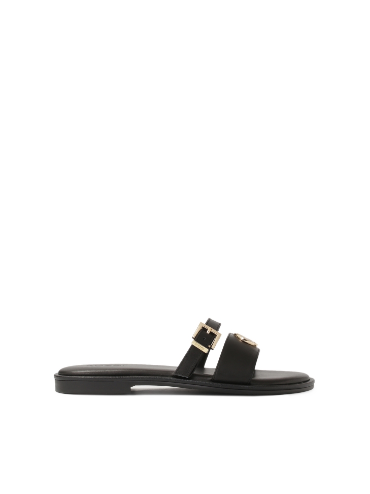 Black slides with two straps