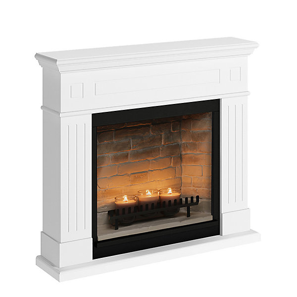 Cheminée électrique à bougies parfumées - LARSEN Zenflame - Effets flammes et crépitement - Blanc