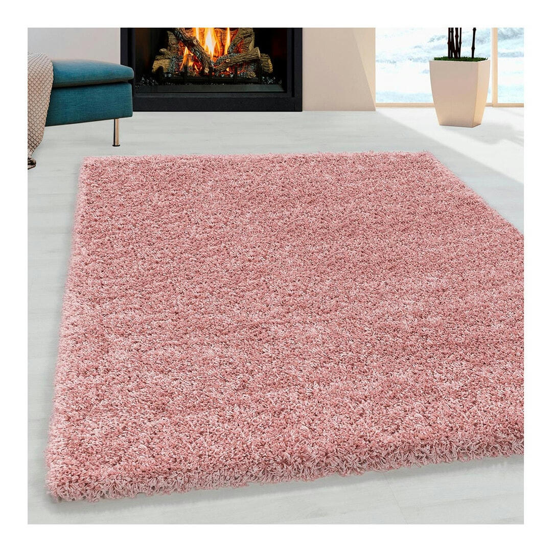 GADOL - Tapis uni design en polypropylène rose 80x250