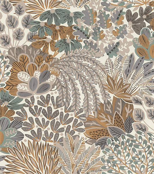 Papier peint vinyle intissé grainé fleuri gris L.1005 x l.53cm, Rasch Dream garden
