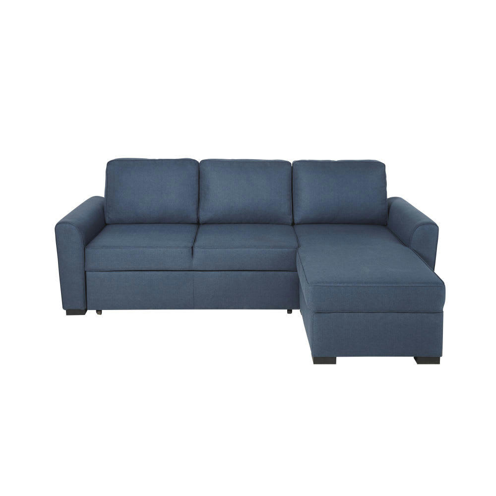 Montréal - Canapé d'angle convertible 3/4 places bleu nuit