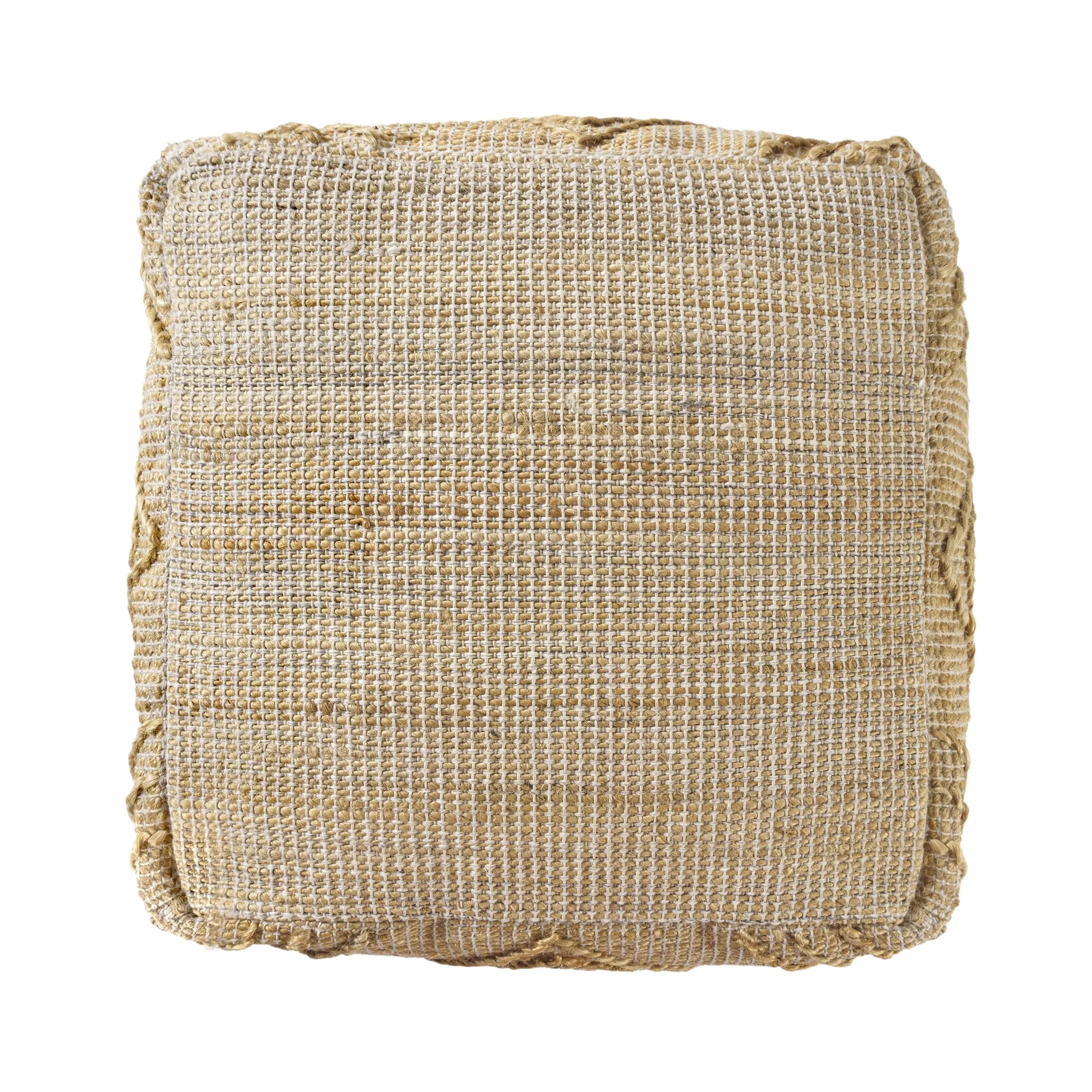 Sevita Natural Diamond Geometric Hand-Woven Pouf
