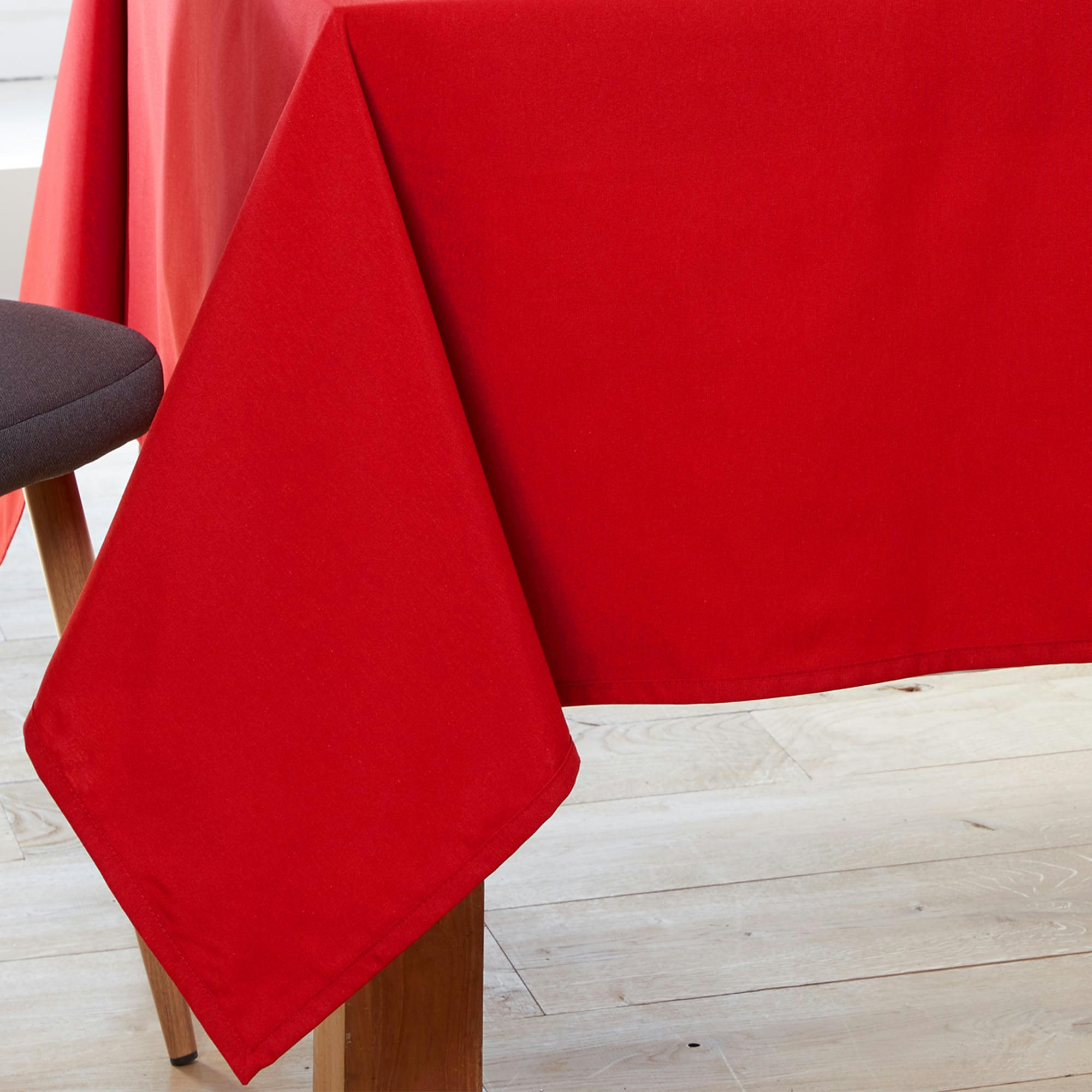 LONETA - Nappe 140x140 rouge en coton