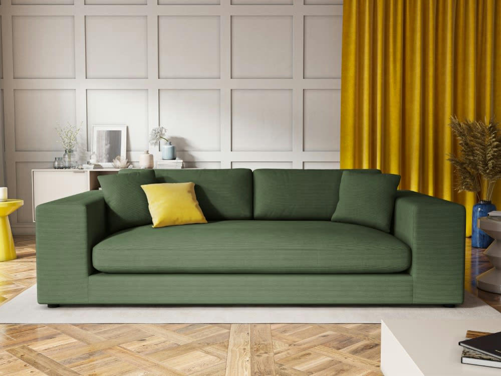 TENDANCE - Canapé 4 places en tissu structuré vert