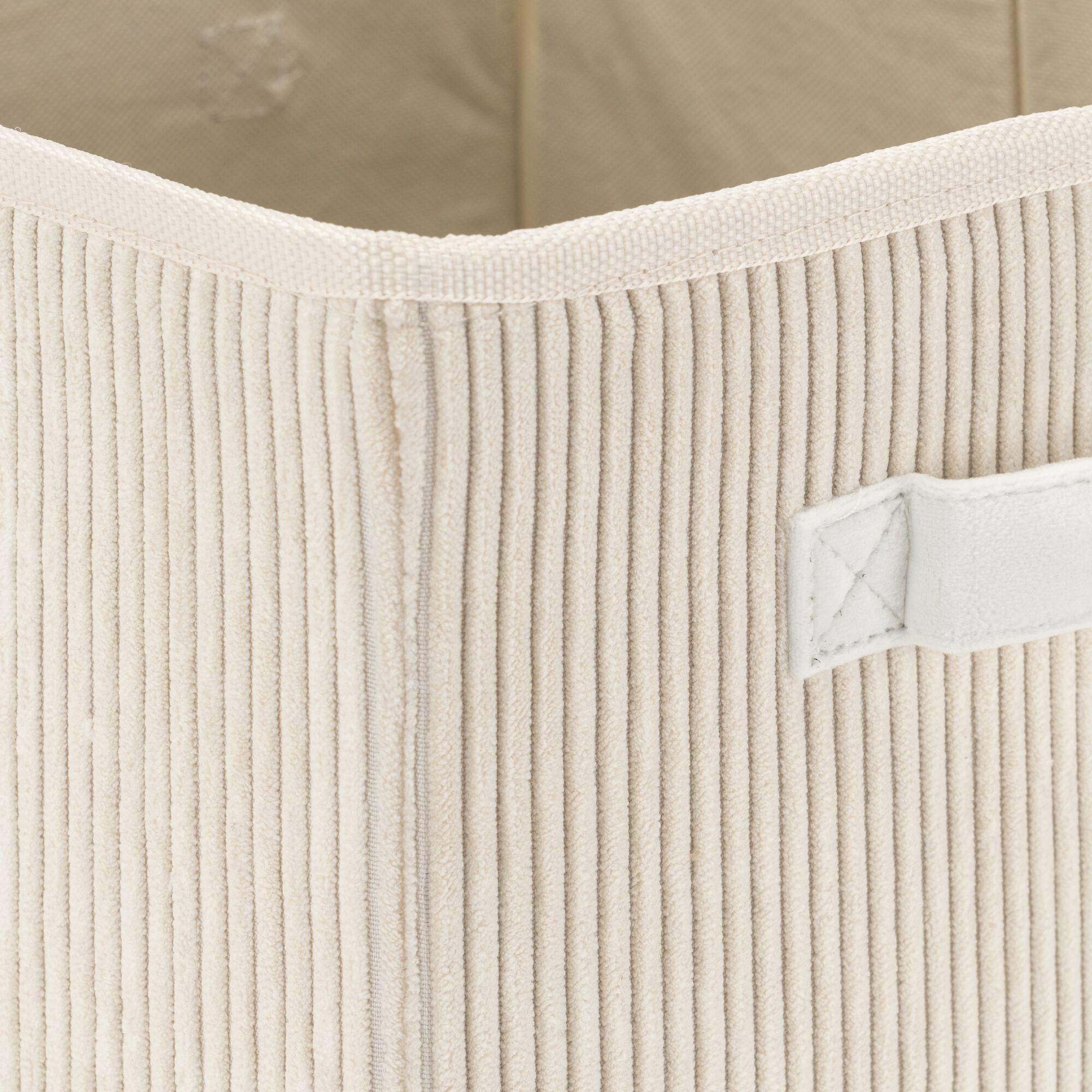 VELA - Panier de rangement en velours côtelé H30xL30cm - blanc ventoux