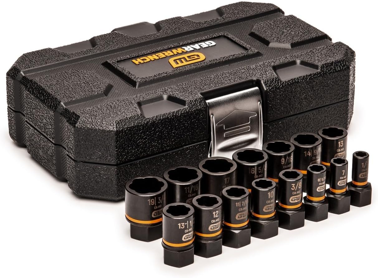 GEARWRENCH 15 Pc. 1/4 & 3/8 Drive Bolt Biter™ Impact Extraction Socket Set - 84783