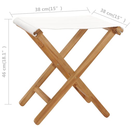 NNEVL Folding Chairs 2 pcs Solid Teak Wood and Fabric Cream White