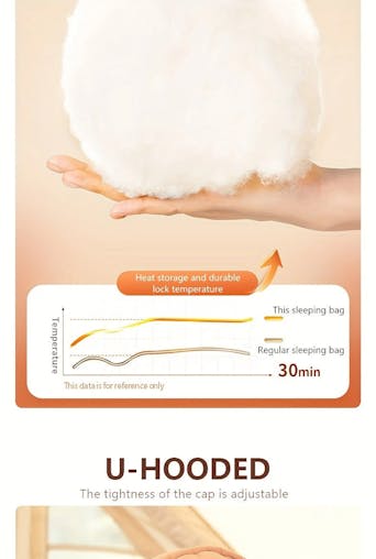 NNETM Warm Oval Sleeping Bag with Hat