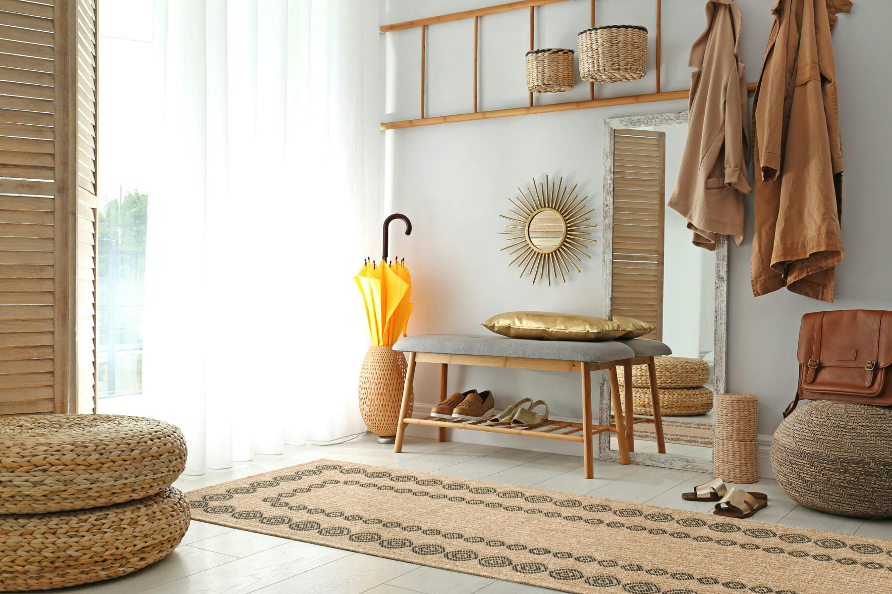 NATURE - Tapis intérieur et extérieur effet jute motif géométrique noir 80x150