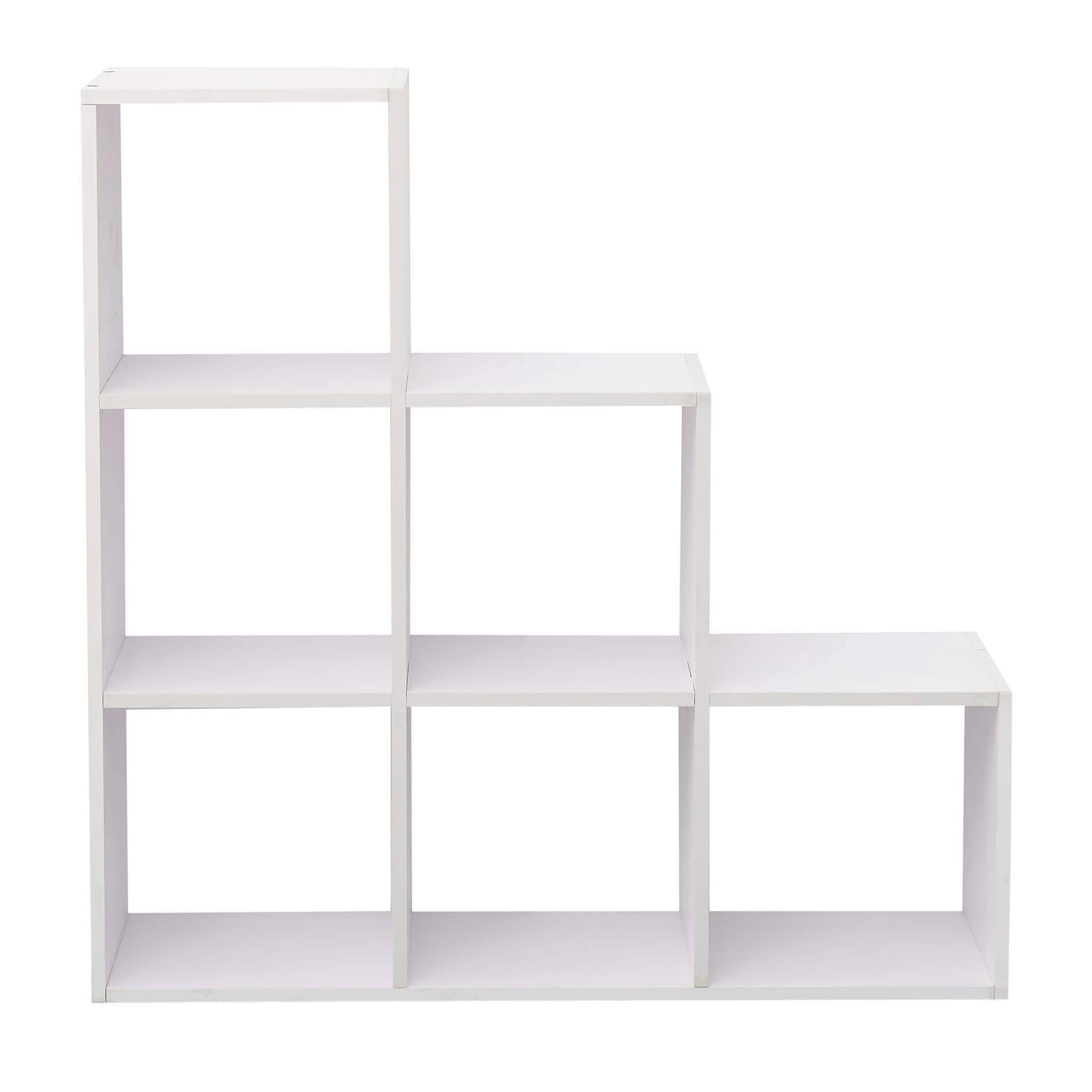 BERLINO - Bibliothèque en échelle avec 6 cubes en mdf blanc