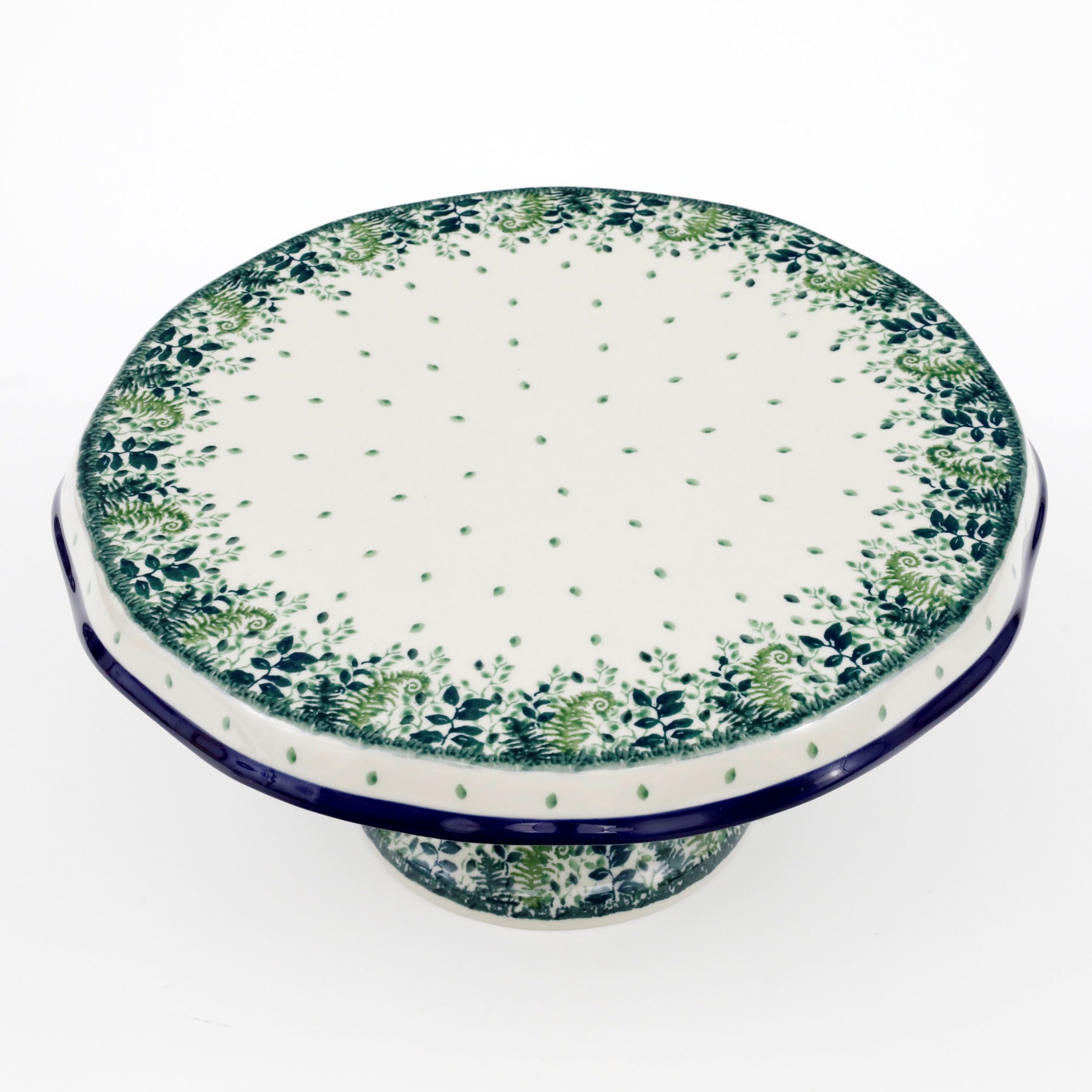 Tortownica ceramiczna 148  2206X Zielone paprocie