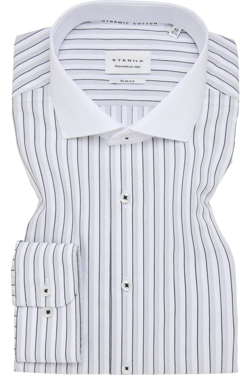 ETERNA Slim Fit Hemd grau, Gestreift