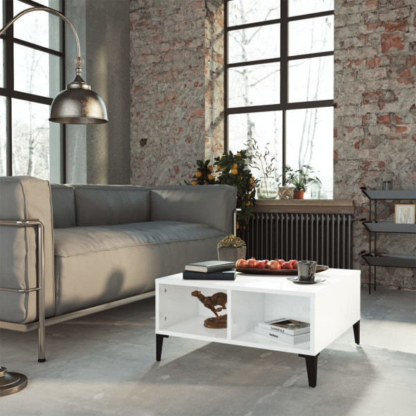Stolik Kawowy Ława Stół Biały Połysk 60x60x30 Przegródki Do Salonu