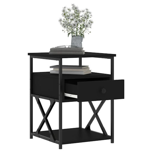 NNEVL Bedside Cabinets 2 pcs Black 40x42x55 cm Engineered Wood