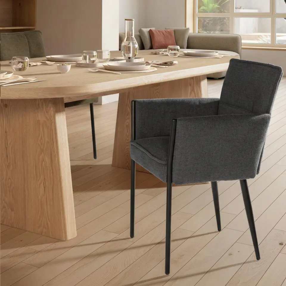 Calicosy - Set van 2 ELINA fauteuils - Grijs - 59x62x50 cm