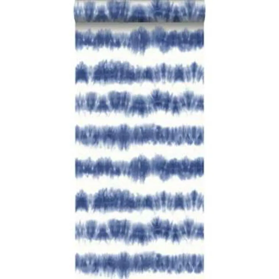 ESTAhome behang - tie-dye shibori strepen - blauw - 53 cm x 10,05 m