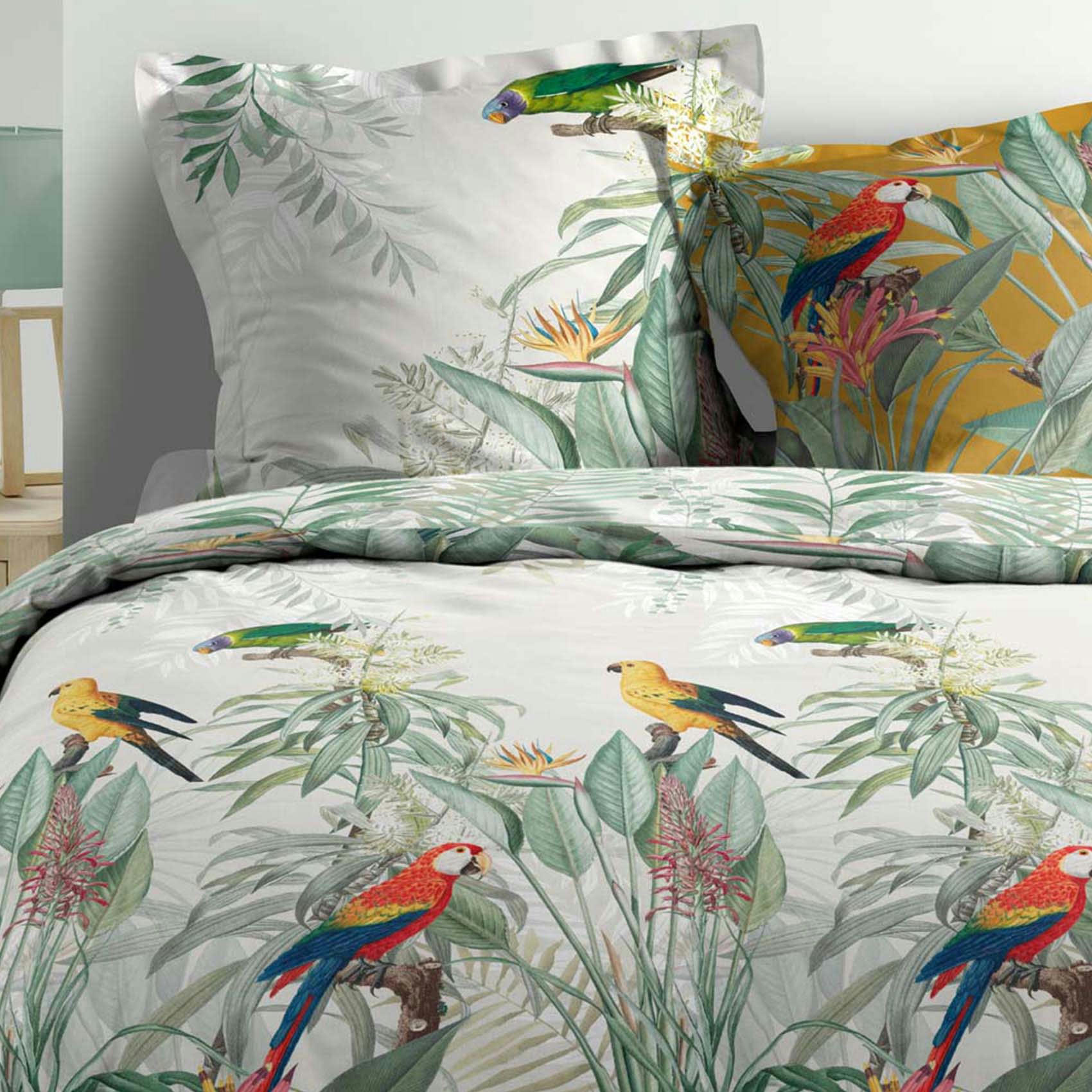 SAFIA - Housse de couette 220x240 coton percale 78 fils + 2 taies