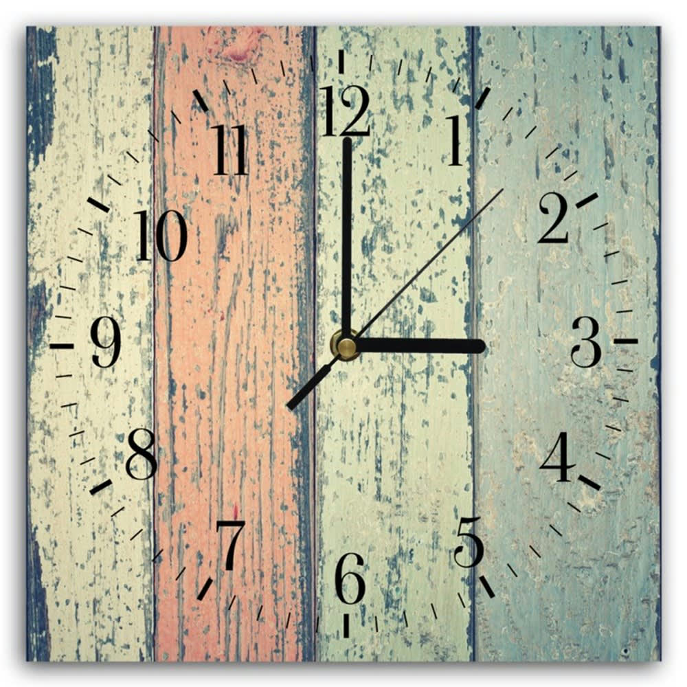 - Horloge murale bois coloré 30x30cm