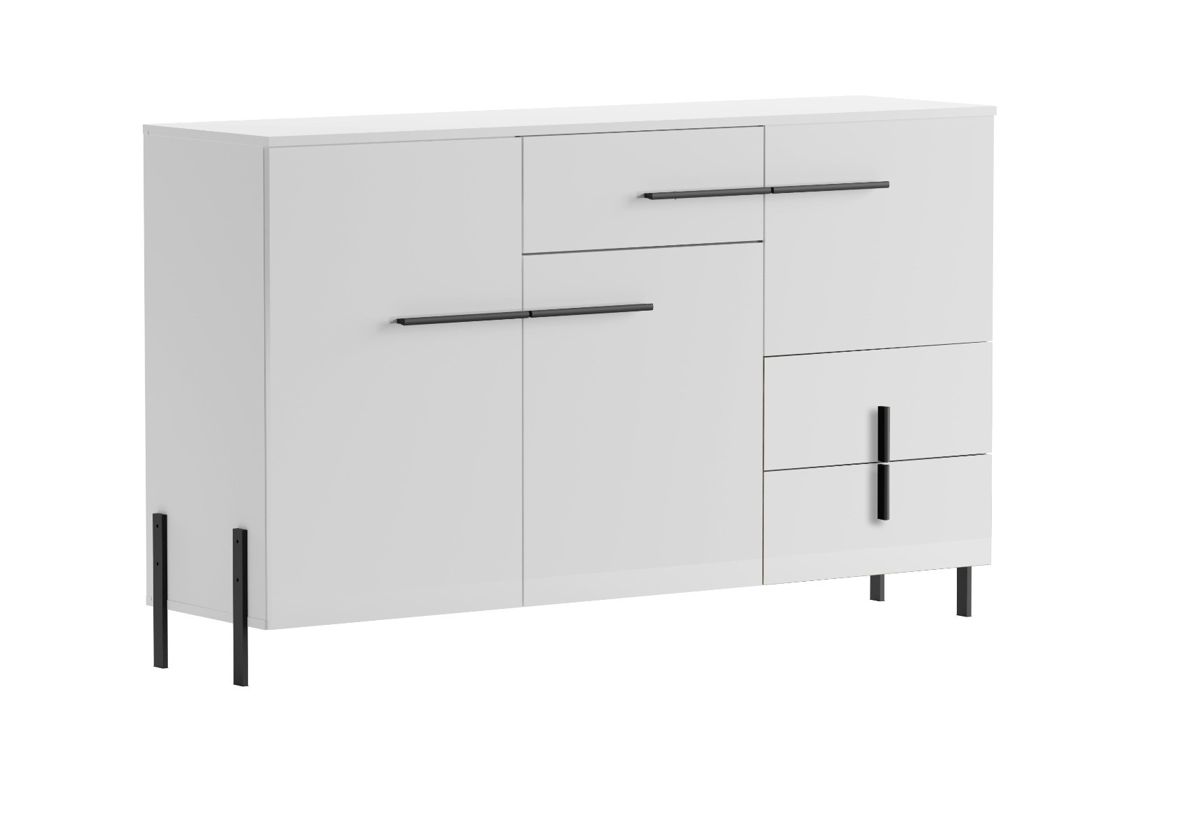 Komoda JUSTINE 150 3D3S biała/biały połysk