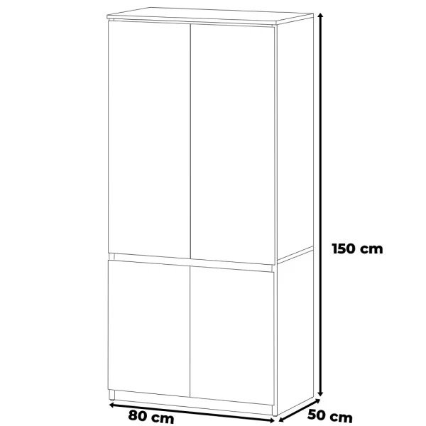 Szafa garderoba z półkami drążkiem 80cm dąb sonoma biały mat