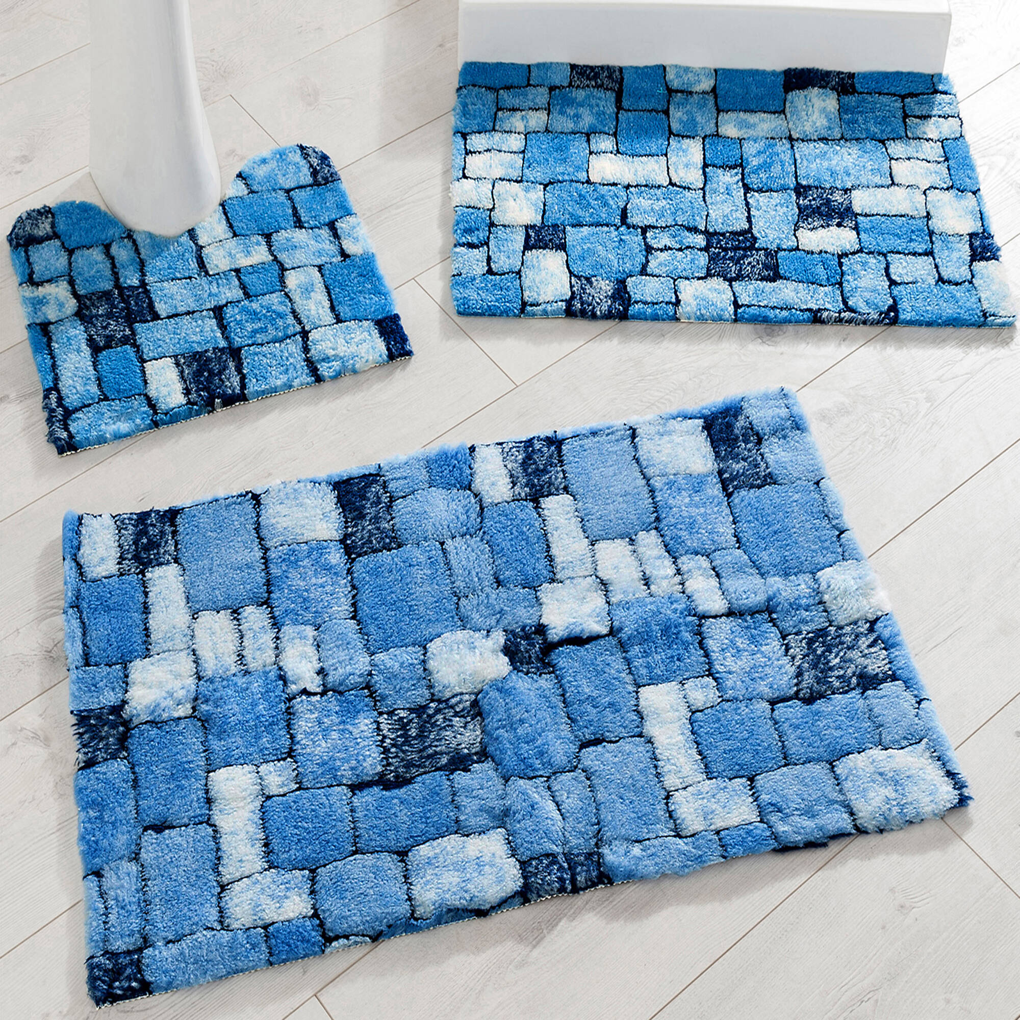 Tapis de bain mosa&iuml;que toucher peluche