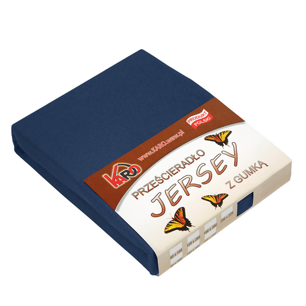 Prześcieradło jersey z gumką 160x220 granatowe 034 KARO