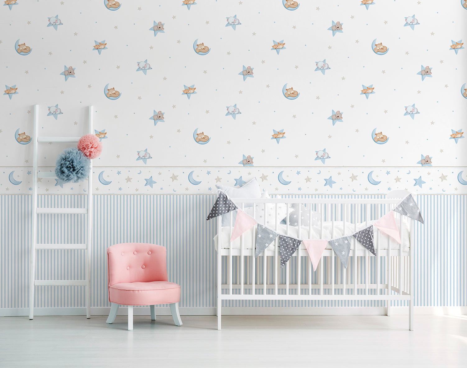 Sanders & Sanders zelfklevende behangrand sterren blauw en beige - 500 x 16 cm - 640483
