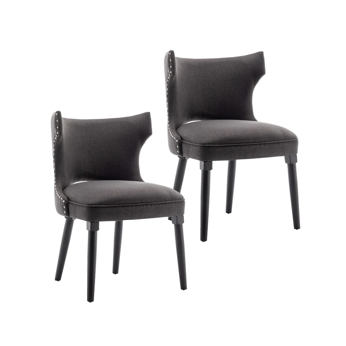 Porthos Home Fabio Fabric Wingback Dining Chairs with Rubberwood Legs, Set of 2