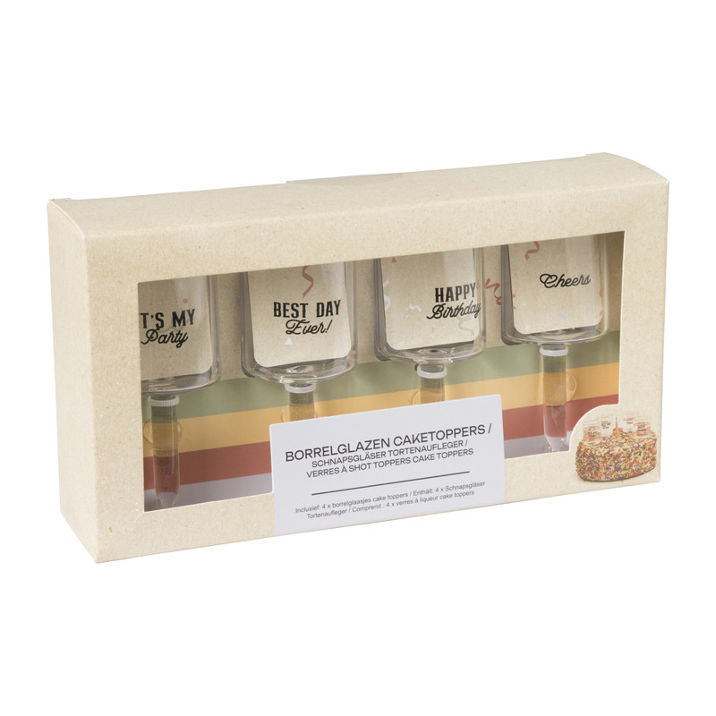 Caketopper shotglazen - set van 4