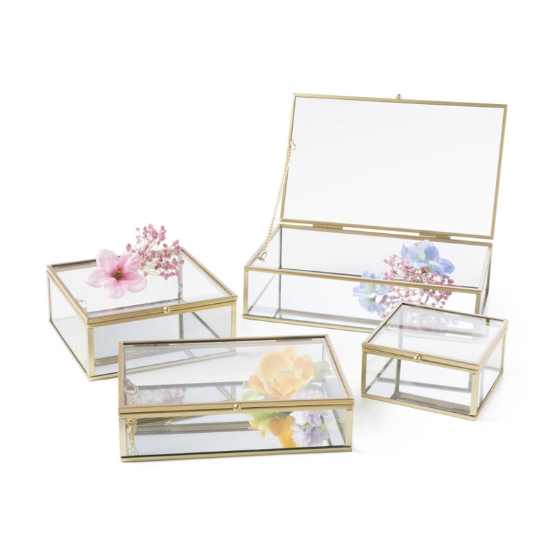 Gouden box groot - vierkant - 14x14x6 cm