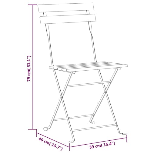 NNEVL Folding Garden Chairs 8 pcs Steel and Solid Wood Acacia