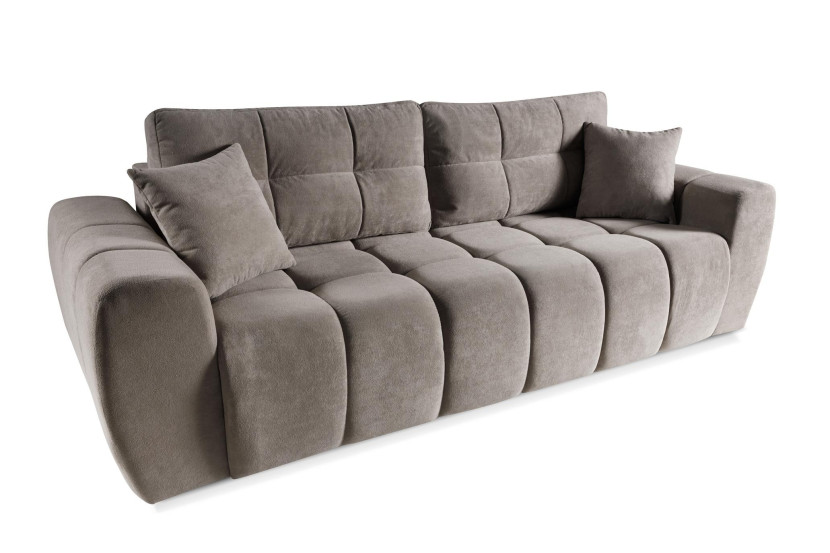 Duża sofa FUTU rozkładana z funkcją spania i pojemnikiem ciemnobrązowa