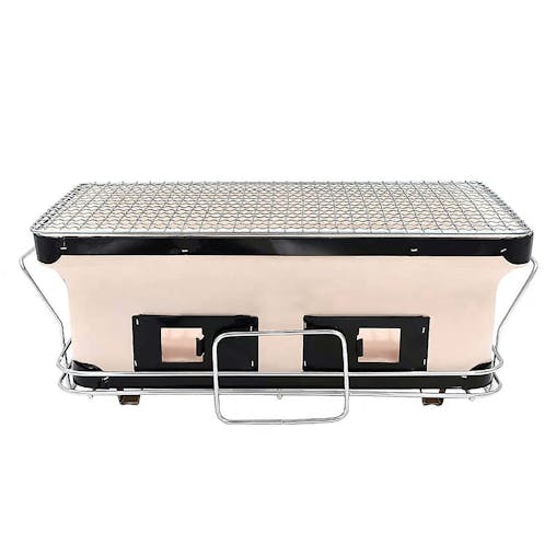 Portable Hibachi Tabletop Grill Dual Charcoal BBQ Chambers