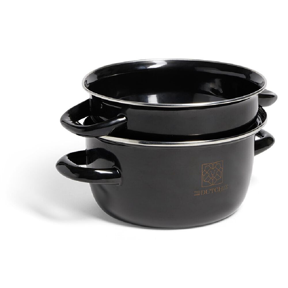 Marmite à moules avec couvercle acier noir Ø18xH16,5cm