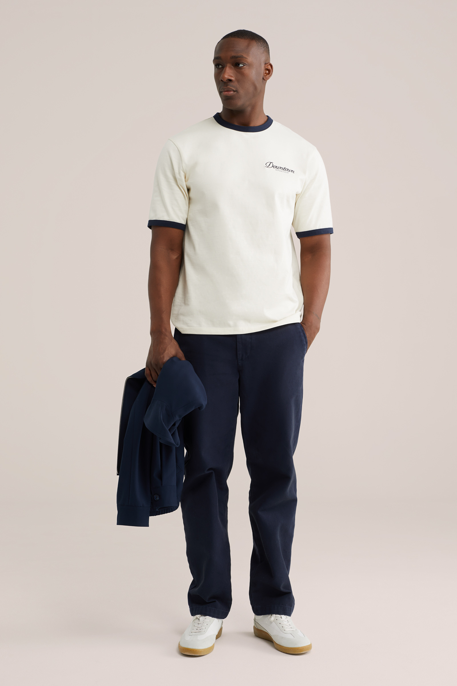 Heren relaxed fit T-shirt met contrast en print