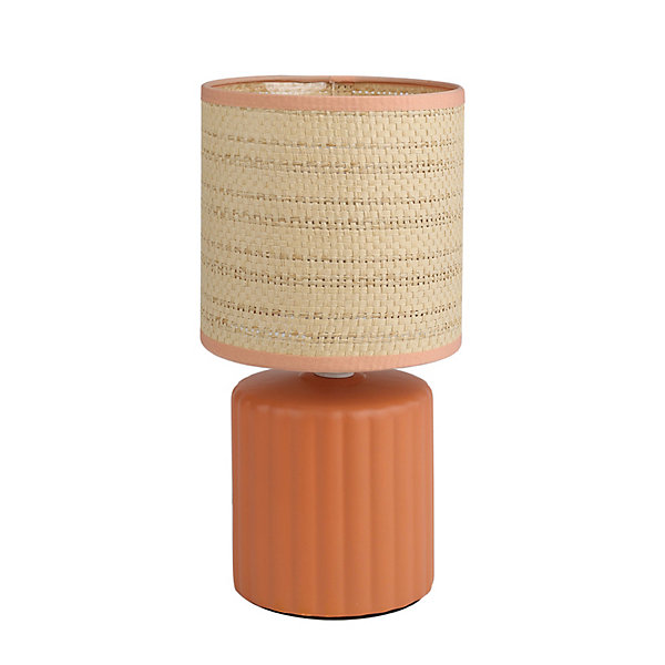 Lampe à poser en rotin et céramique terracotta H.28,5 cm E14 40W Seynave Shani
