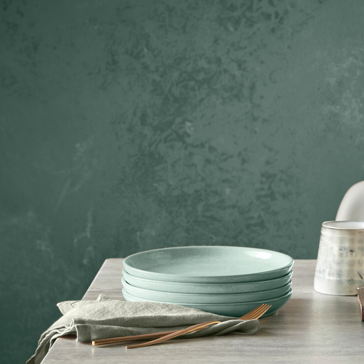 Elements Jade Light Green Coupe Medium Plates - Set Of 4