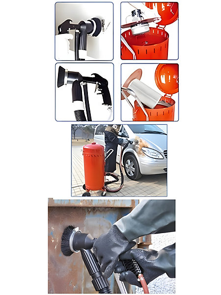 Combiné Sableuse Aérogommeuse Aspirateur mobile 106L intérieur / extérieur