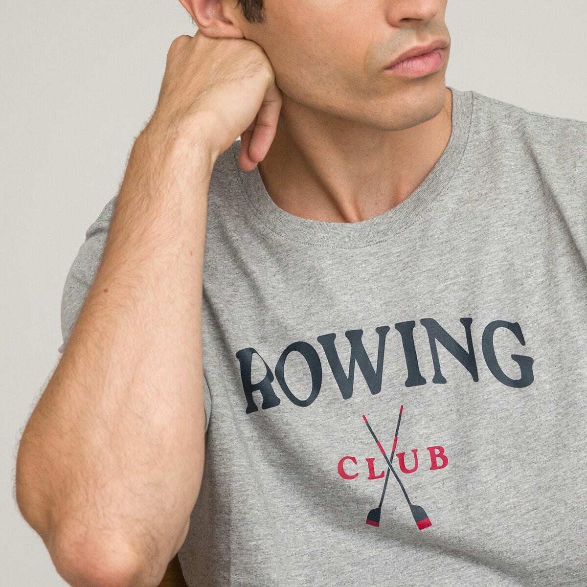 T-shirt print col rond, coton bio