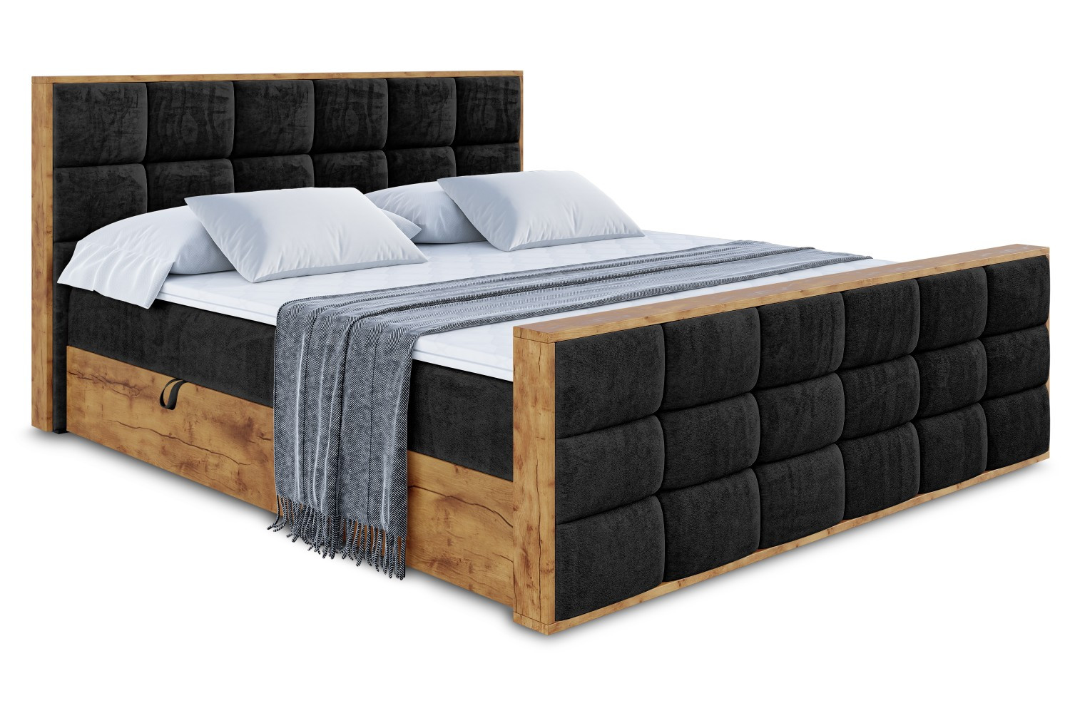Łóżko kontynentalne z pojemnikiem i materacem H3 - LOLLI2-Z - 120x200 cm