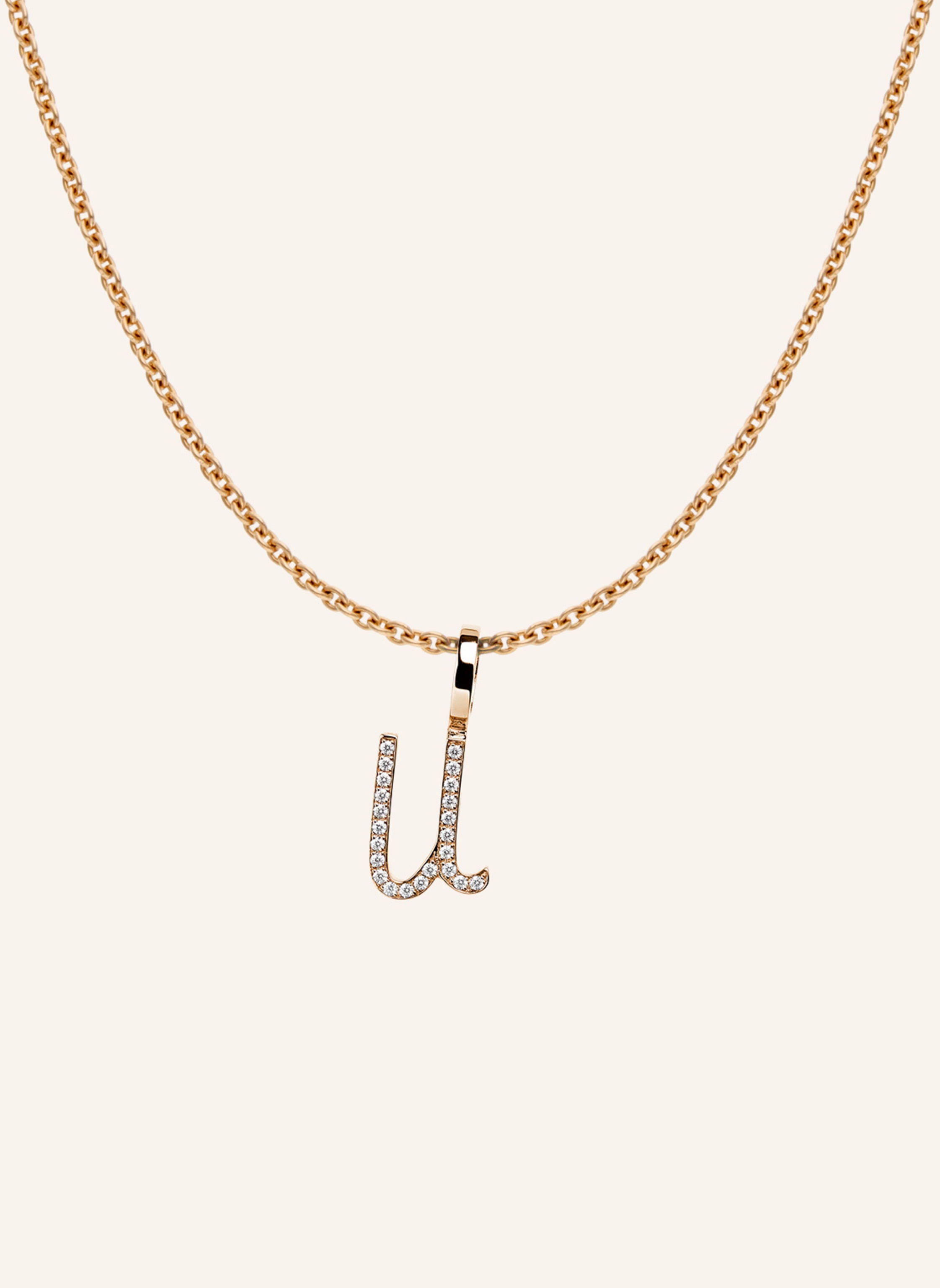 CADA Kette TINY DIAMOND LETTER U