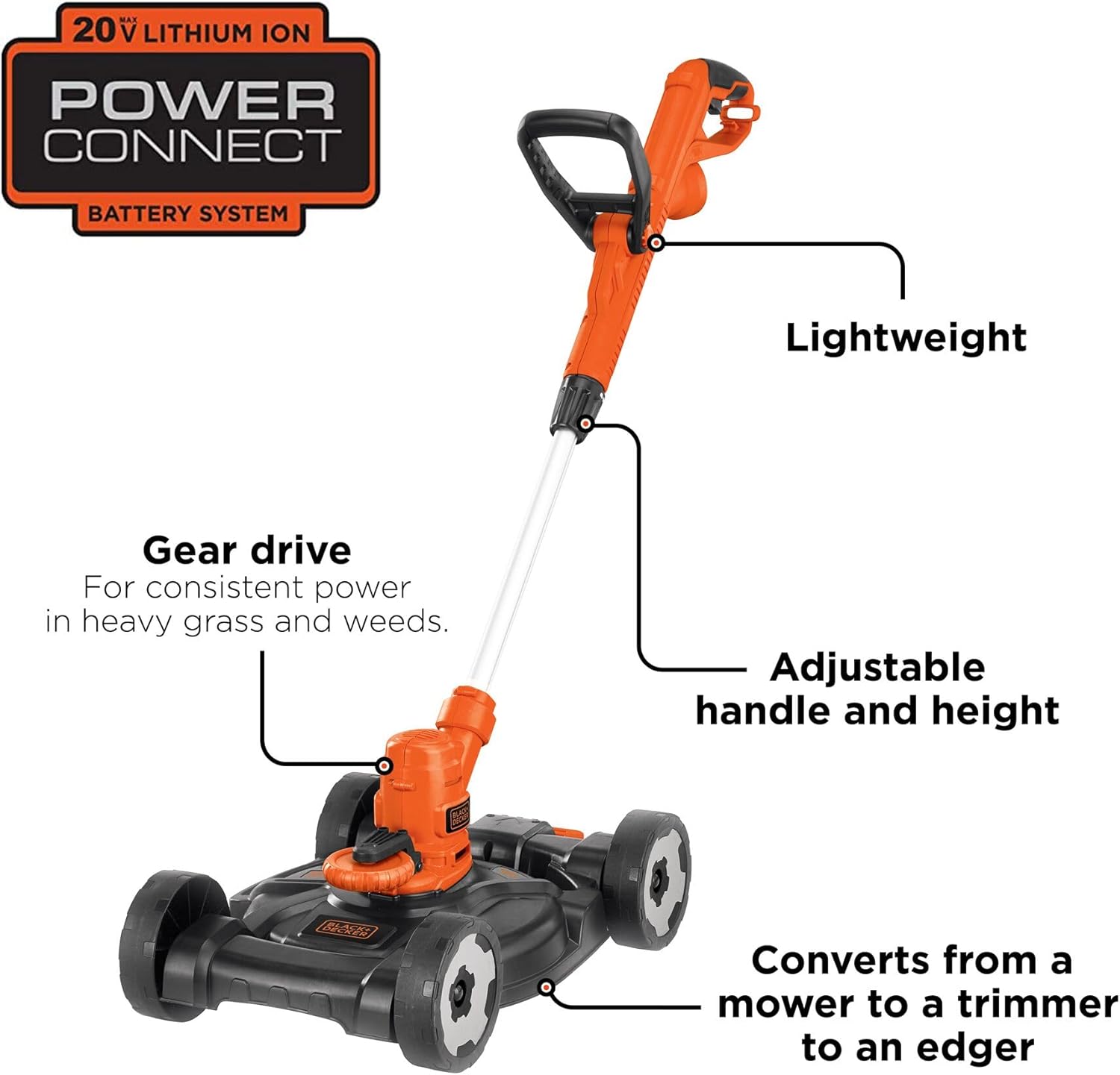BLACK+DECKER 3-in-1 String Trimmer/Edger & Lawn Mower, 6.5-Amp, 12-Inch, Corded (MTE912)