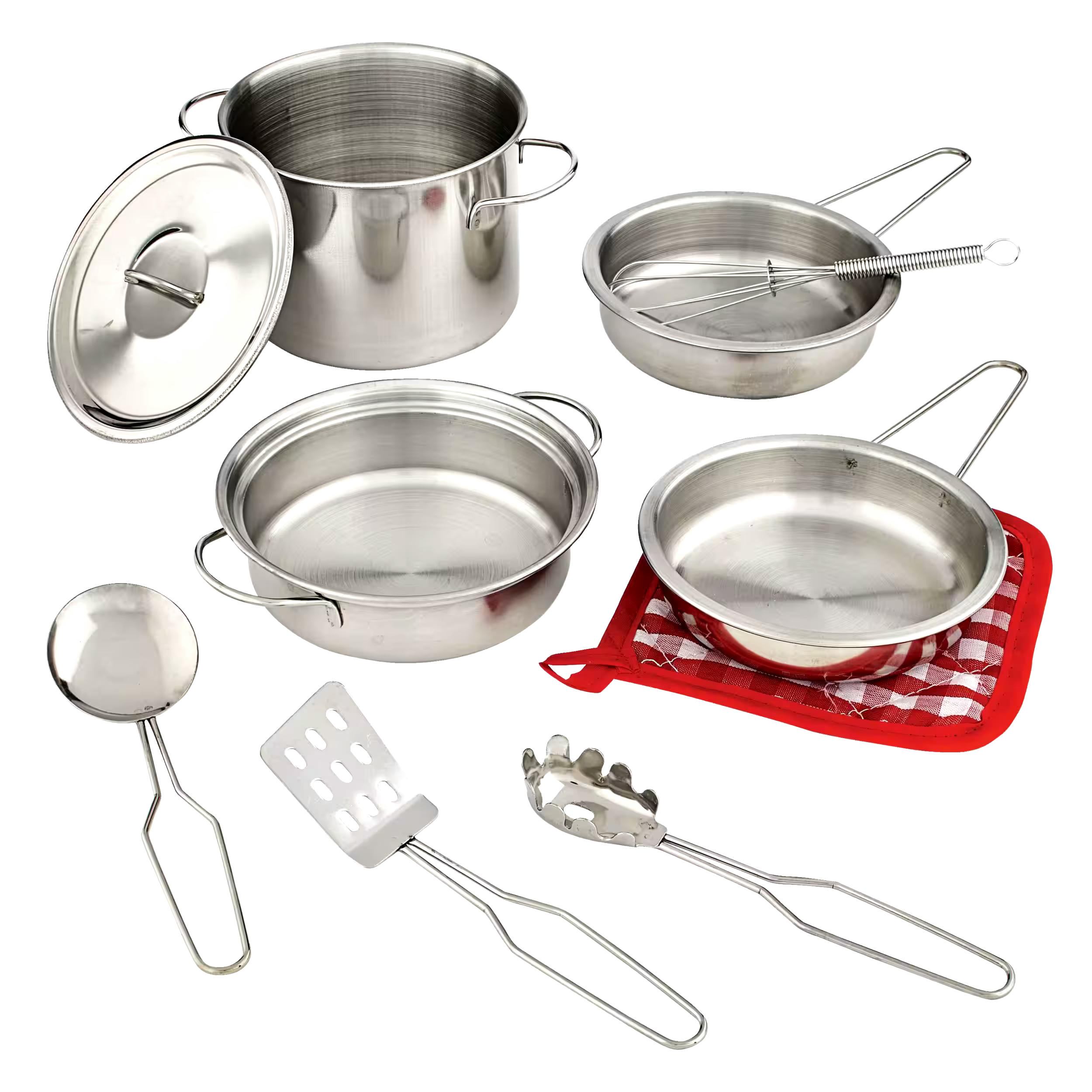 MASTER Chef Toy Kitchen Stainless Steel Cookware Set For Kids, 10 pc, Ages 3+