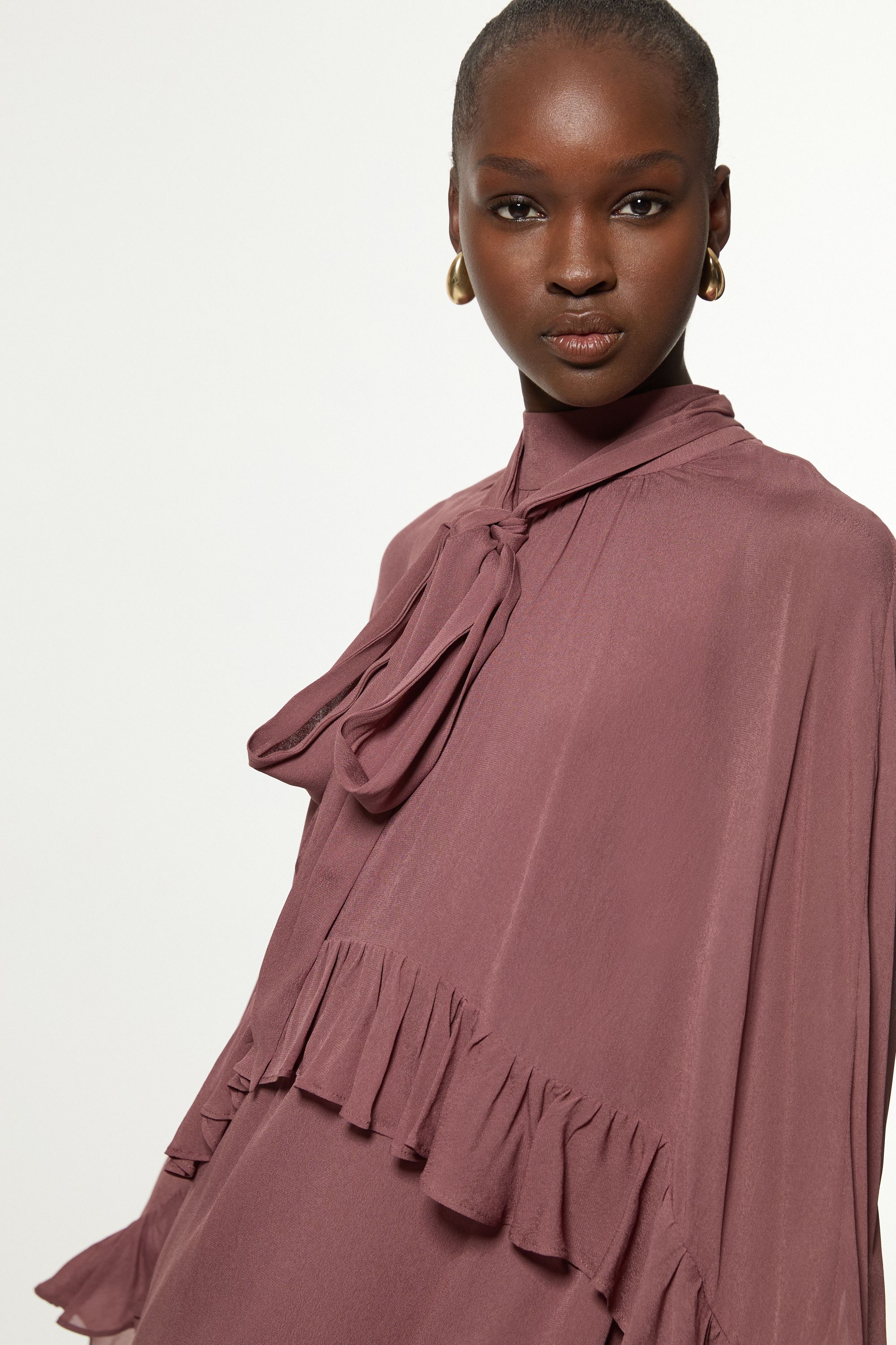 KarenMillen Viscose Georgette Cape Woven Mini Dress
